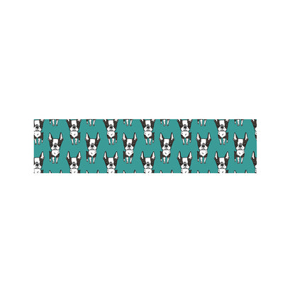 Cartoon Boston Terrier Pattern Print Bed Runner