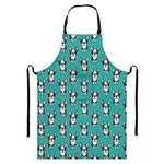 Cartoon Boston Terrier Pattern Print Bib Apron With Pocket