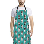 Cartoon Boston Terrier Pattern Print Bib Apron With Pocket