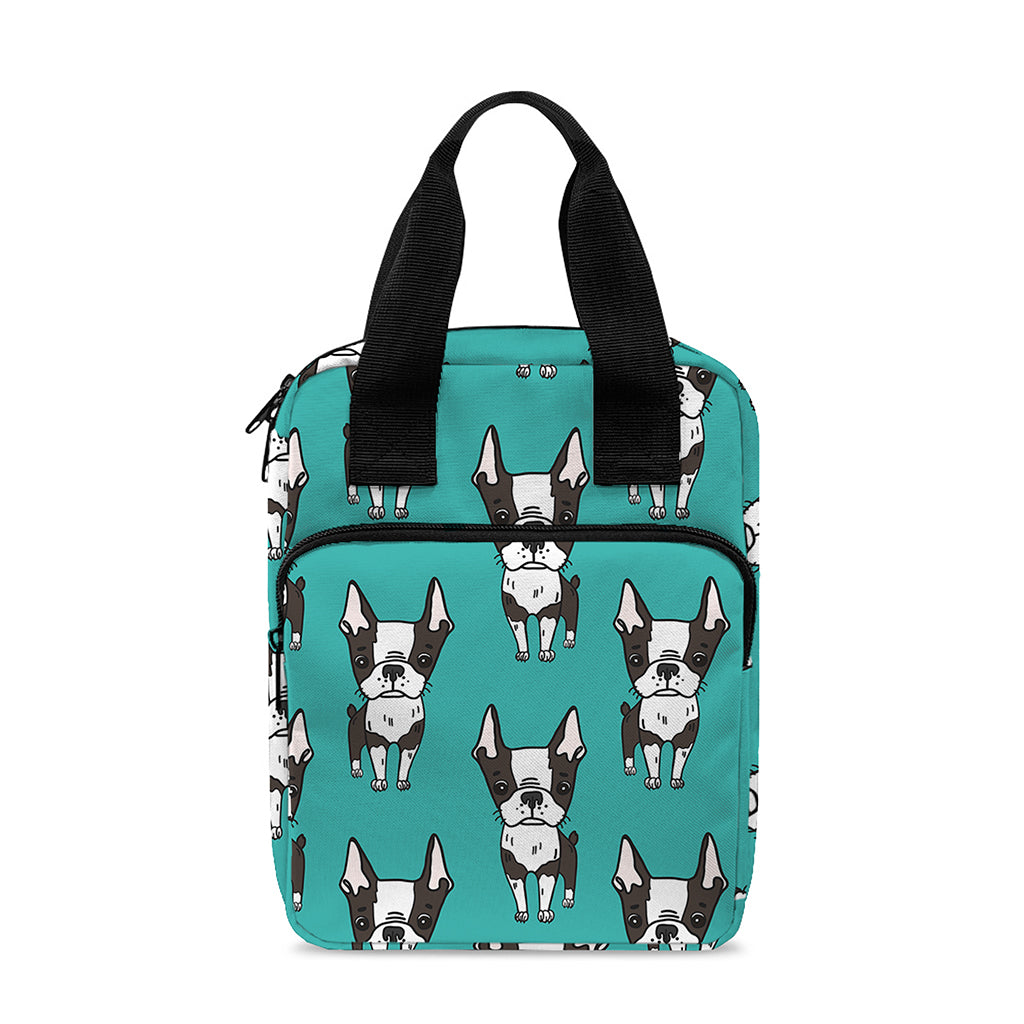 Cartoon Boston Terrier Pattern Print Bible Tote Bag