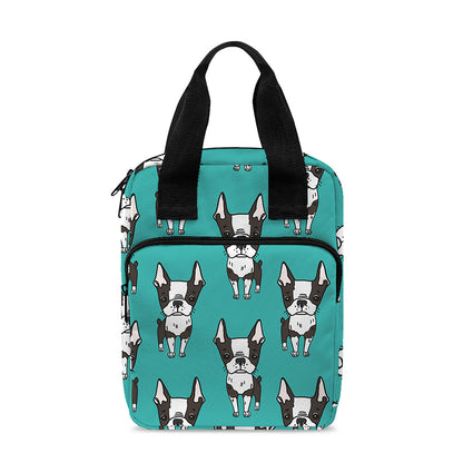 Cartoon Boston Terrier Pattern Print Bible Tote Bag