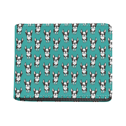 Cartoon Boston Terrier Pattern Print Bifold Wallet