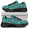 Cartoon Boston Terrier Pattern Print Black Chunky Shoes