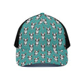 Cartoon Boston Terrier Pattern Print Black Mesh Trucker Hat
