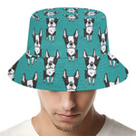 Cartoon Boston Terrier Pattern Print Bucket Hat