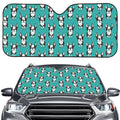 Cartoon Boston Terrier Pattern Print Car Windshield Sun Shade