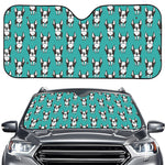 Cartoon Boston Terrier Pattern Print Car Windshield Sun Shade