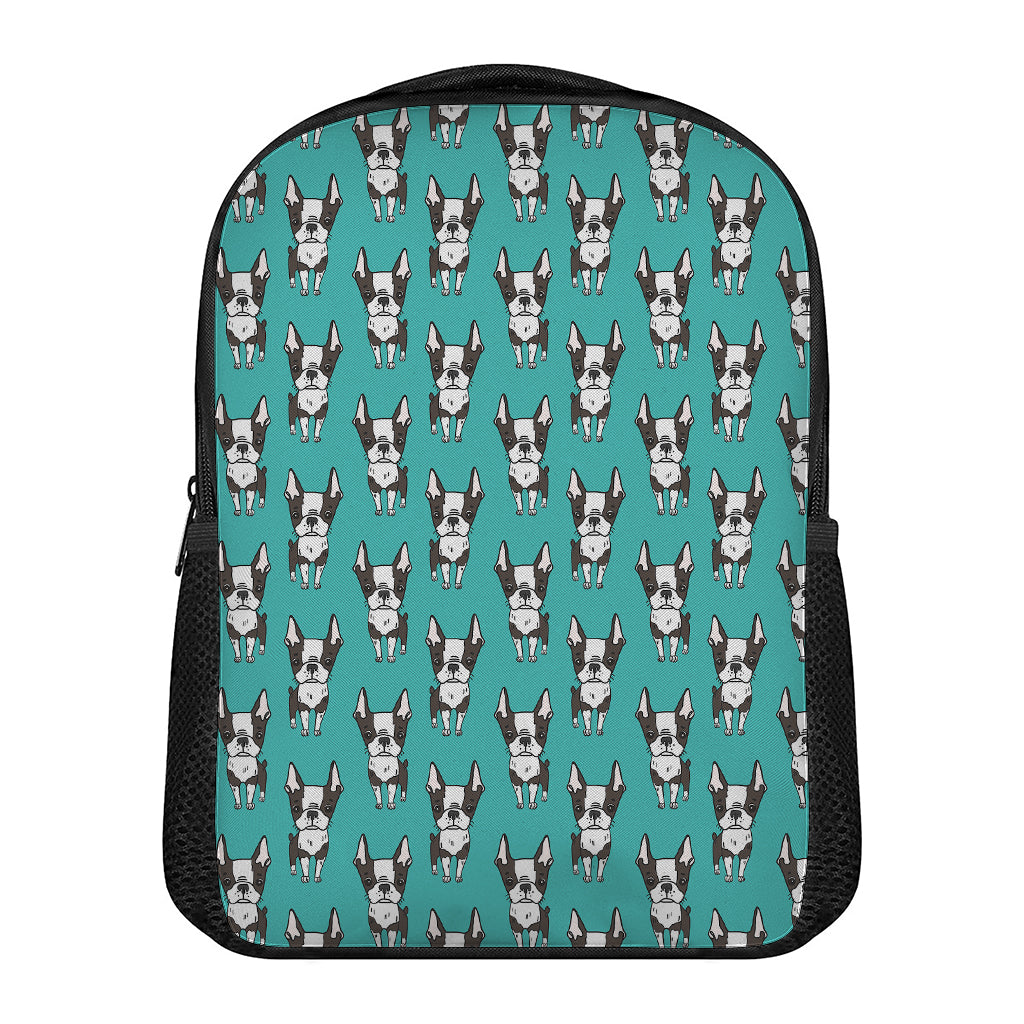 Cartoon Boston Terrier Pattern Print Casual Backpack