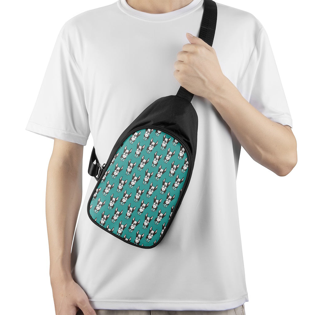 Cartoon Boston Terrier Pattern Print Chest Bag