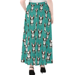 Cartoon Boston Terrier Pattern Print Chiffon Maxi Skirt