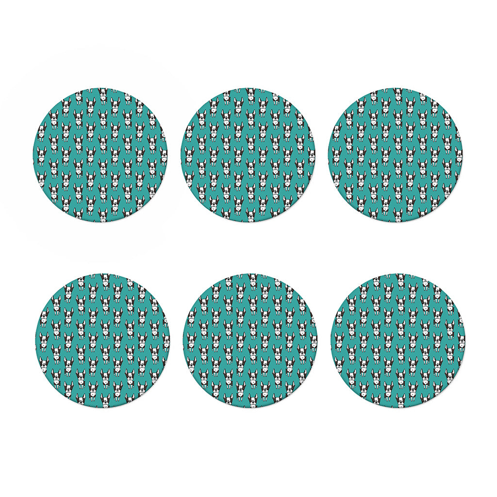 Cartoon Boston Terrier Pattern Print Coaster Set