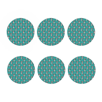 Cartoon Boston Terrier Pattern Print Coaster Set