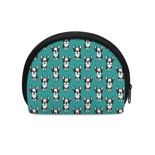 Cartoon Boston Terrier Pattern Print Coin Purse