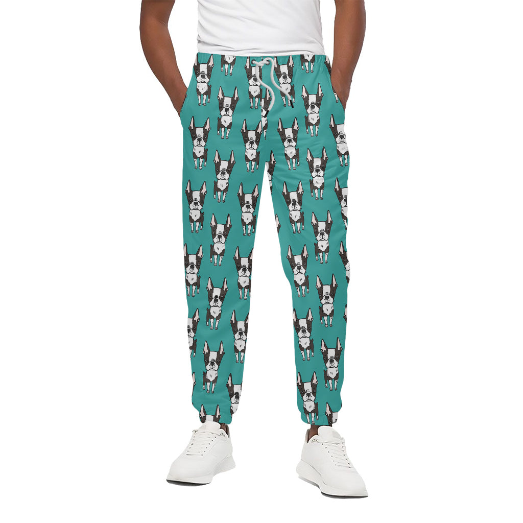 Cartoon Boston Terrier Pattern Print Cotton Pants