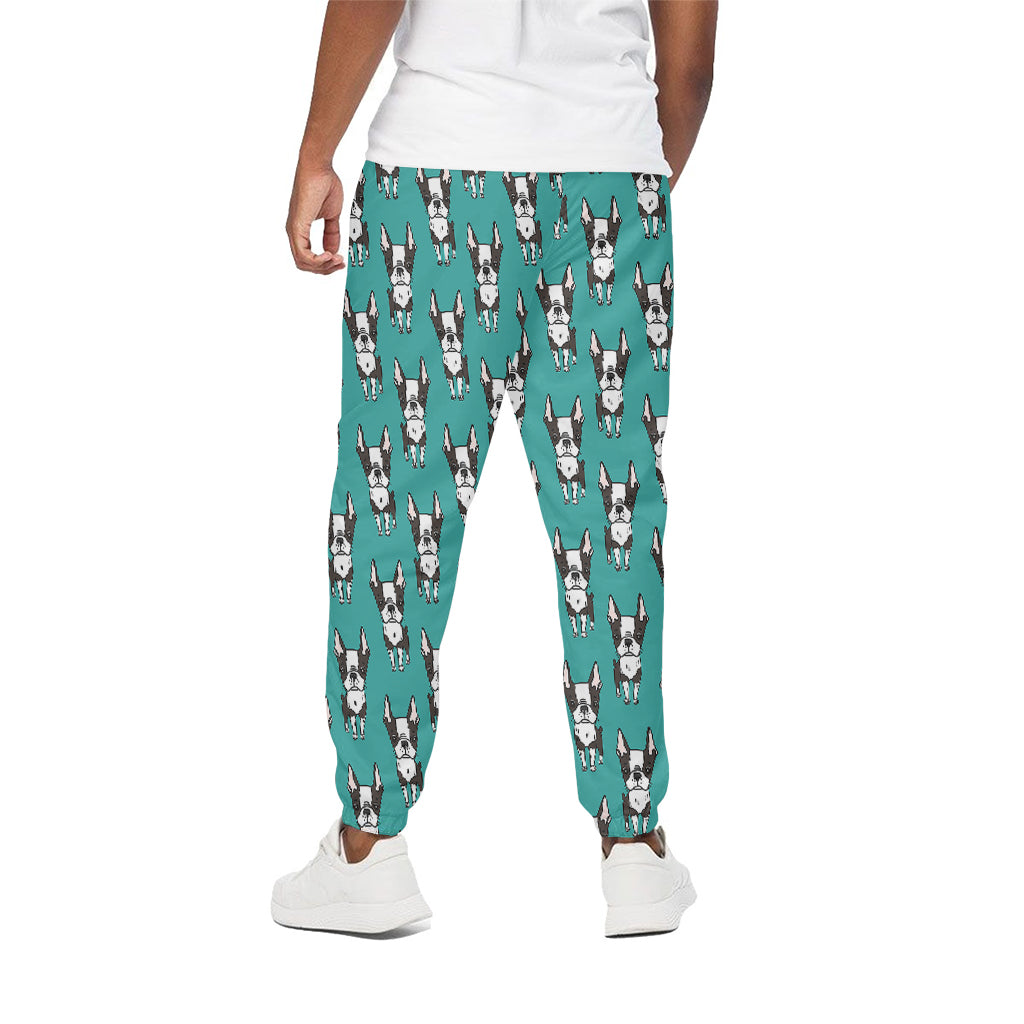 Cartoon Boston Terrier Pattern Print Cotton Pants