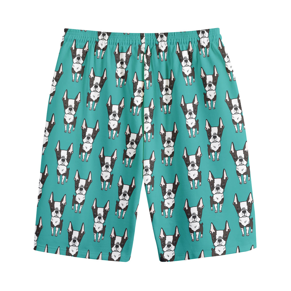 Cartoon Boston Terrier Pattern Print Cotton Shorts