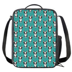Cartoon Boston Terrier Pattern Print Crossbody Lunch Bag