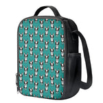 Cartoon Boston Terrier Pattern Print Crossbody Lunch Bag