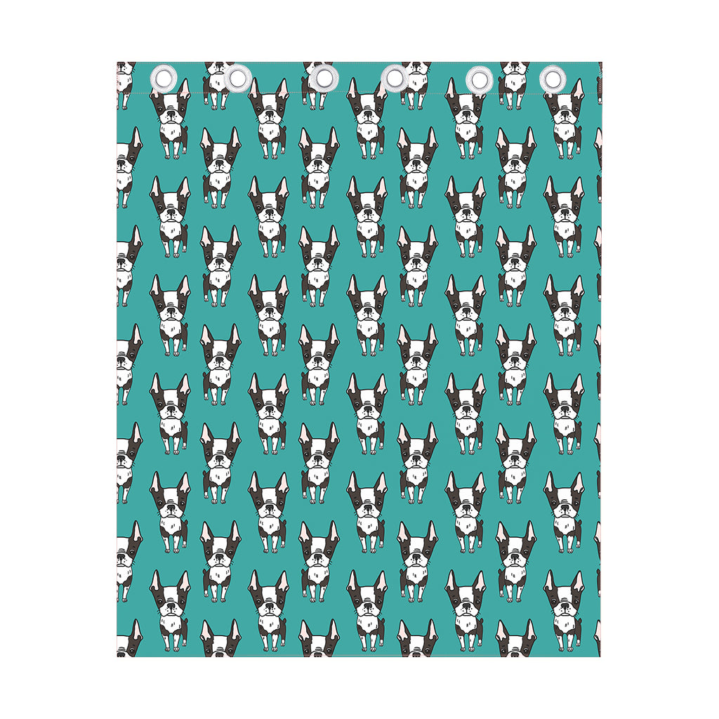 Cartoon Boston Terrier Pattern Print Curtain