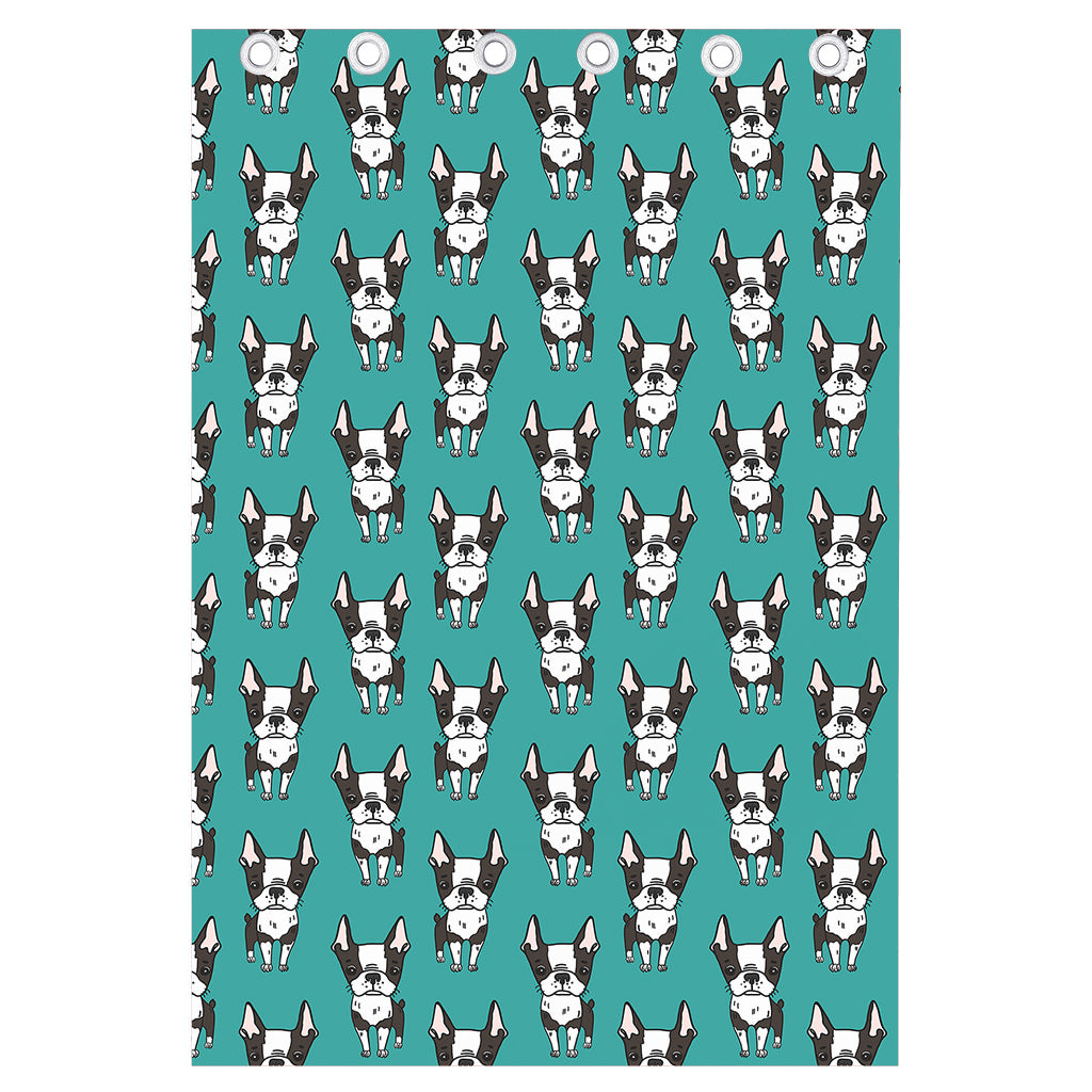 Cartoon Boston Terrier Pattern Print Curtain