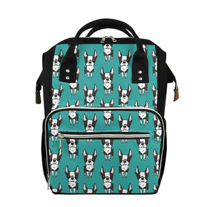 Cartoon Boston Terrier Pattern Print Diaper Bag