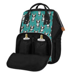 Cartoon Boston Terrier Pattern Print Diaper Bag