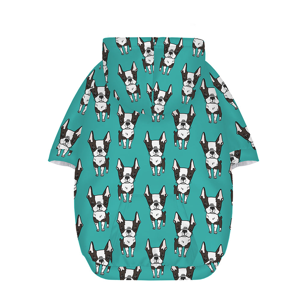 Cartoon Boston Terrier Pattern Print Dog Zip Up Hoodie