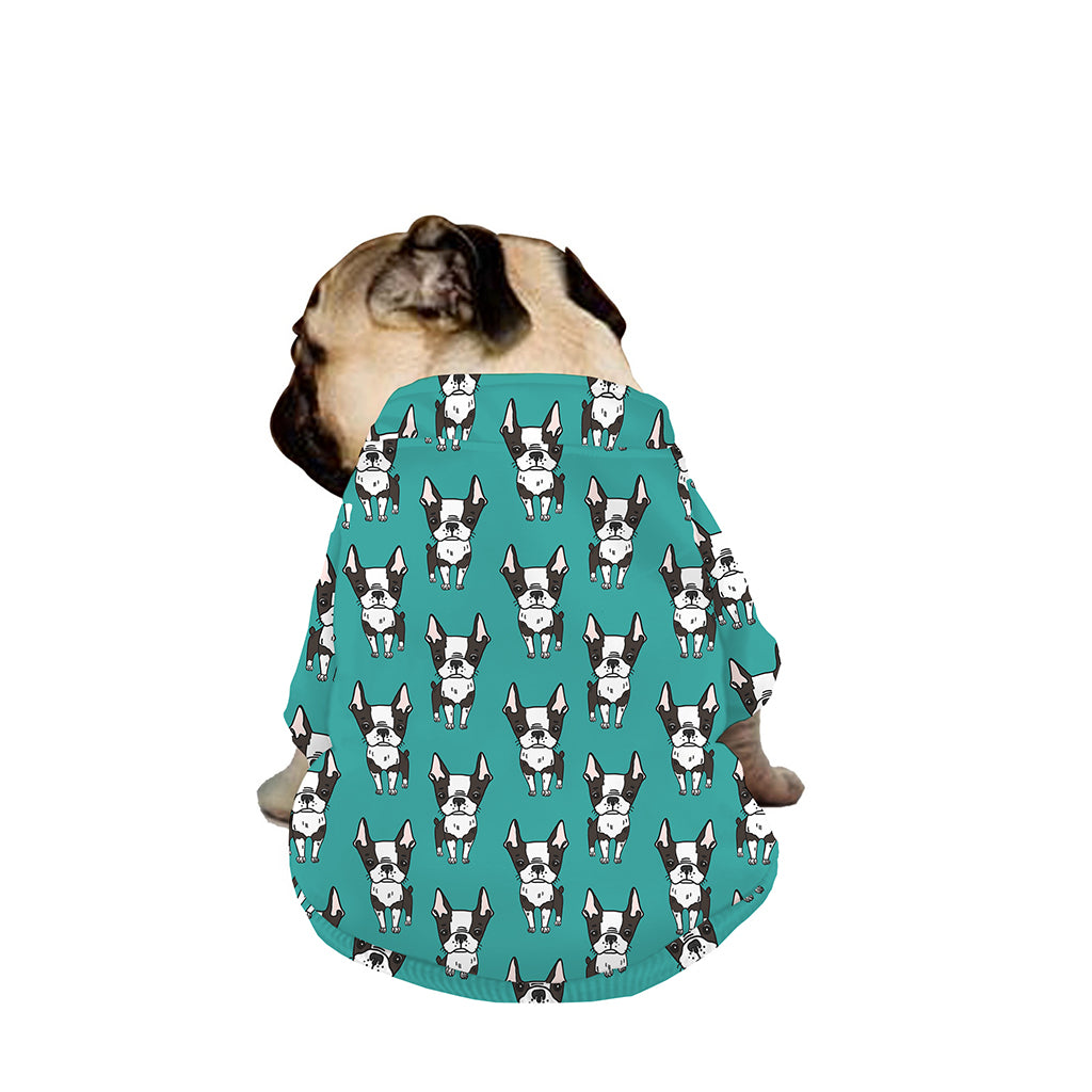Cartoon Boston Terrier Pattern Print Dog Zip Up Jacket