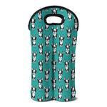 Cartoon Boston Terrier Pattern Print Double Neoprene Wine Tote