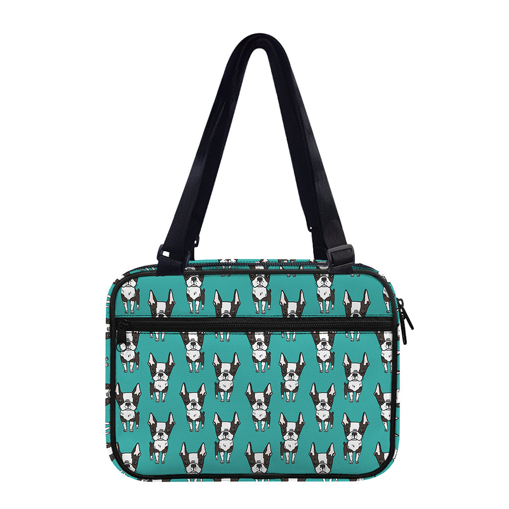 Cartoon Boston Terrier Pattern Print Double Strap Bible Bag