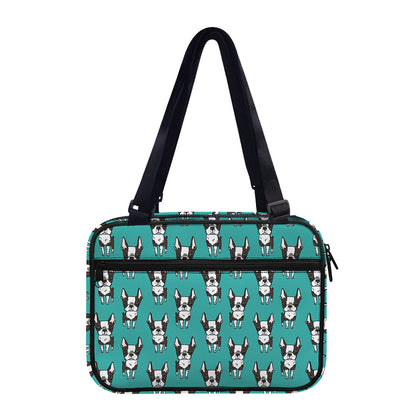 Cartoon Boston Terrier Pattern Print Double Strap Bible Bag
