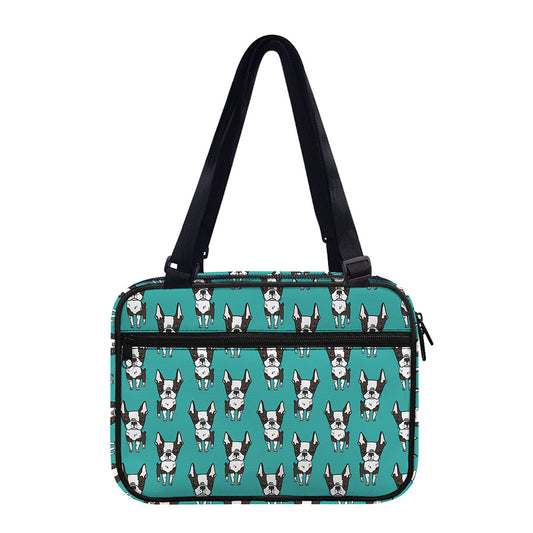 Cartoon Boston Terrier Pattern Print Double Strap Bible Bag