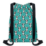 Cartoon Boston Terrier Pattern Print Drawstring Backpack