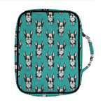 Cartoon Boston Terrier Pattern Print Front Pocket Bible Bag