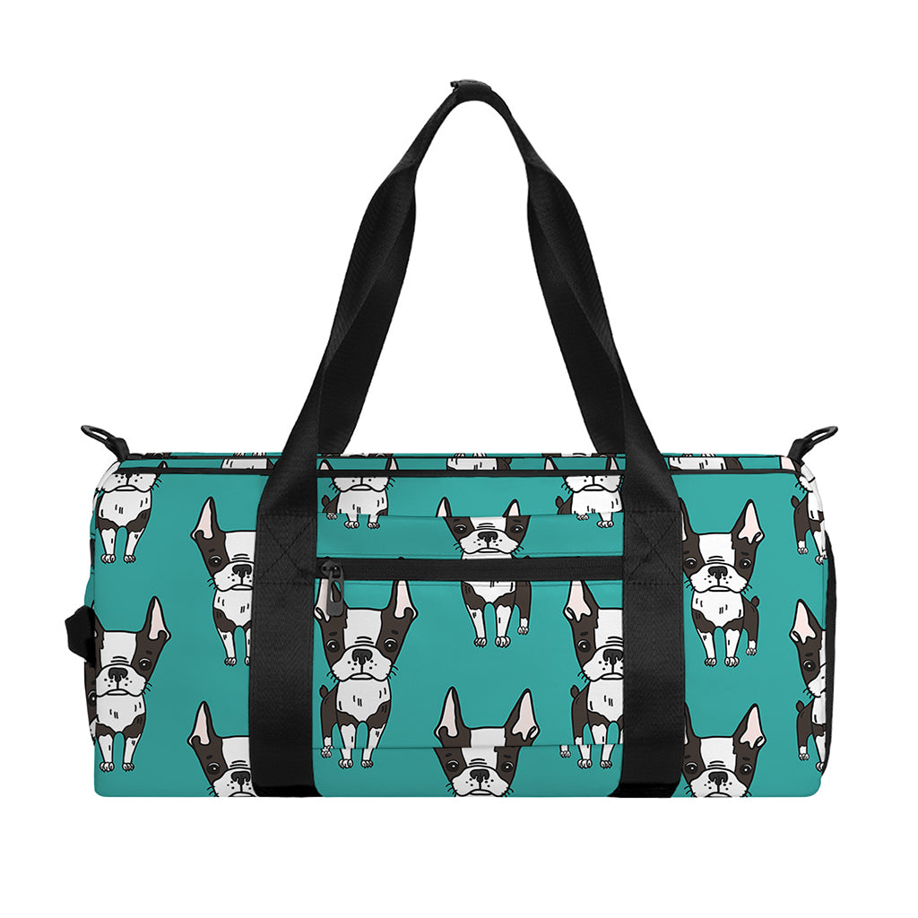 Cartoon Boston Terrier Pattern Print Gym Bag