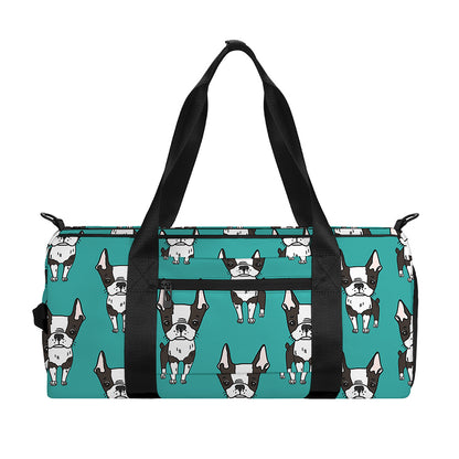 Cartoon Boston Terrier Pattern Print Gym Bag