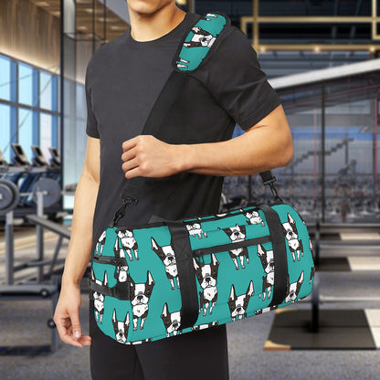 Cartoon Boston Terrier Pattern Print Gym Bag