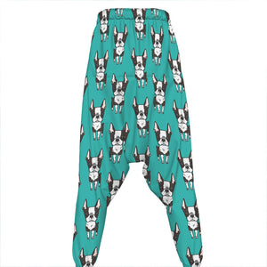 Cartoon Boston Terrier Pattern Print Hammer Pants