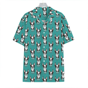 Cartoon Boston Terrier Pattern Print Hawaiian Shirt