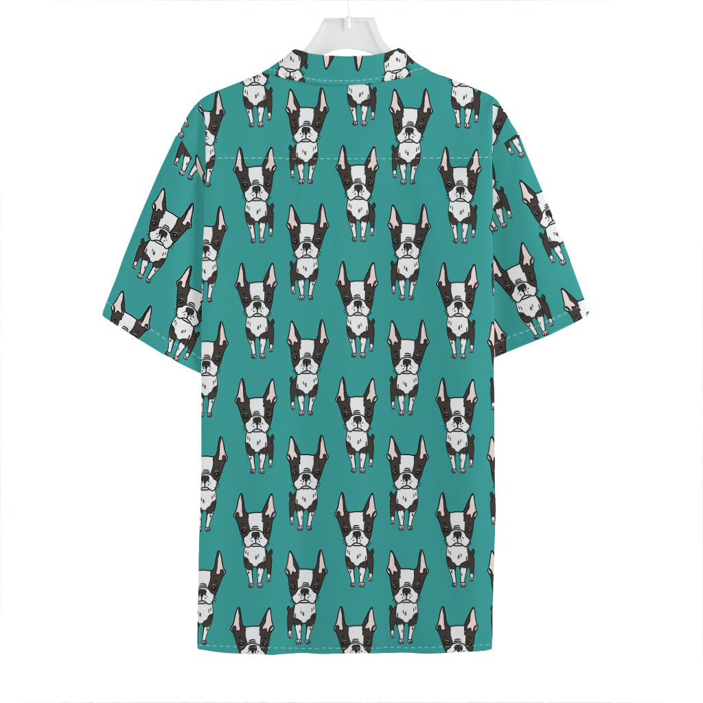 Cartoon Boston Terrier Pattern Print Hawaiian Shirt