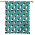 Cartoon Boston Terrier Pattern Print House Flag