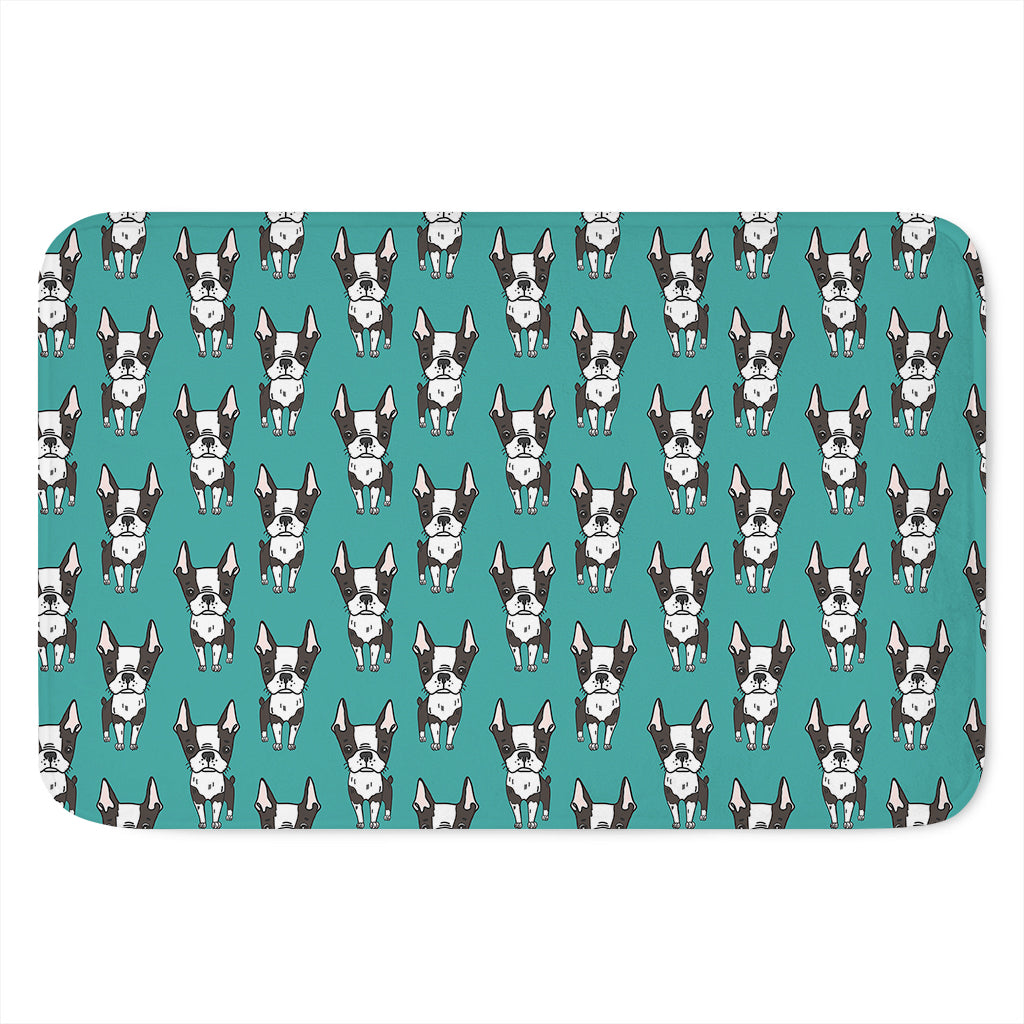 Cartoon Boston Terrier Pattern Print Indoor Door Mat