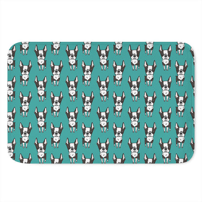 Cartoon Boston Terrier Pattern Print Indoor Door Mat