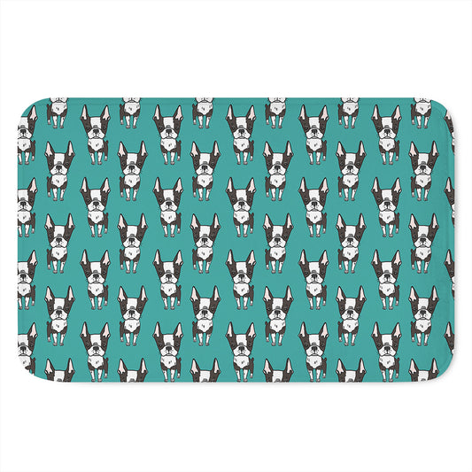 Cartoon Boston Terrier Pattern Print Indoor Door Mat