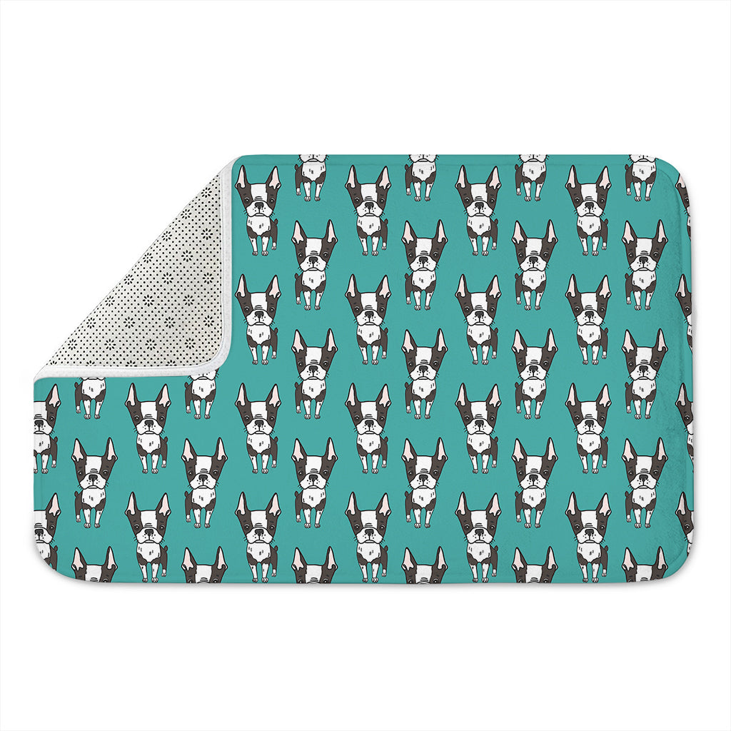 Cartoon Boston Terrier Pattern Print Indoor Door Mat