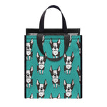 Cartoon Boston Terrier Pattern Print Insulated Lunch Tote