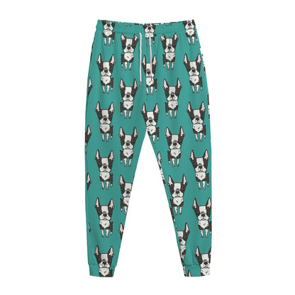 Cartoon Boston Terrier Pattern Print Jogger Pants