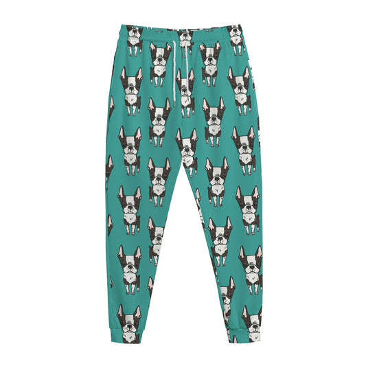 Cartoon Boston Terrier Pattern Print Jogger Pants