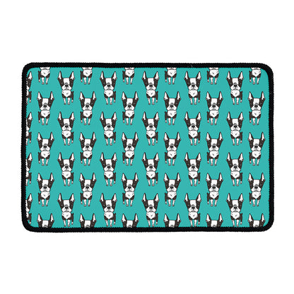 Cartoon Boston Terrier Pattern Print Kitchen Mat