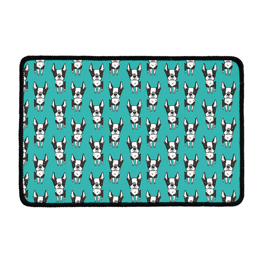 Cartoon Boston Terrier Pattern Print Kitchen Mat